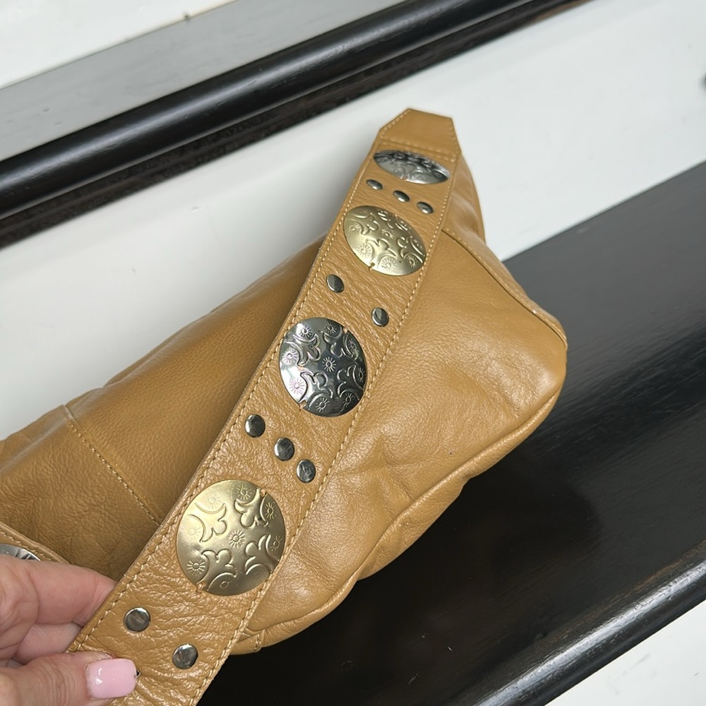 Free People Tan Leather Crossbody Belt Bag with Studded Strap - Picture 14 of 14